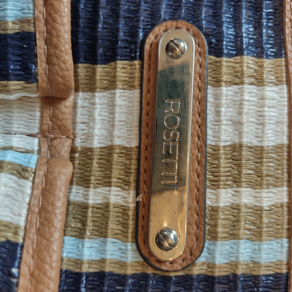 Striped Tan and Blue Women's Rossetti Tote Bag - Picture 4 of 7